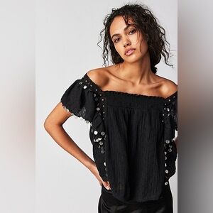 Free People Black Off-Shoulder Top